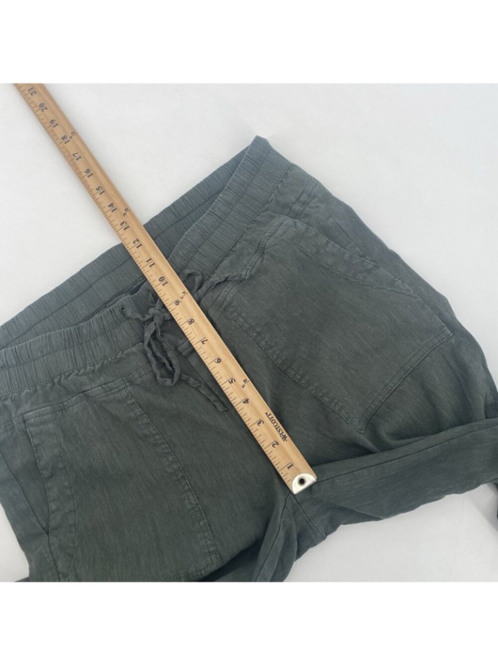 Kut From The Kloth Women's Size L Green Linen Blend Drawstring Pants - Picture 7 of 16